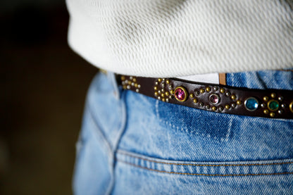 GOODKARMA DEVELOPMENT Narrow Studs Belt "ASHBURY"  ブラウン サイズ4(36インチ)