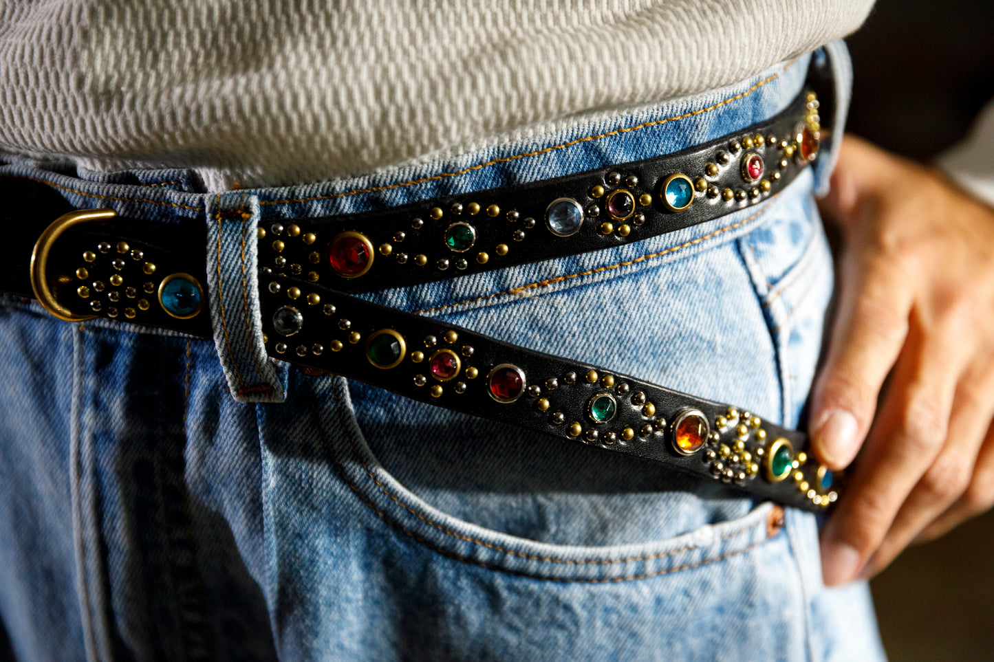 GOODKARMA DEVELOPMENT Narrow Studs Belt "ASHBURY"  ブラック サイズ2(32インチ)