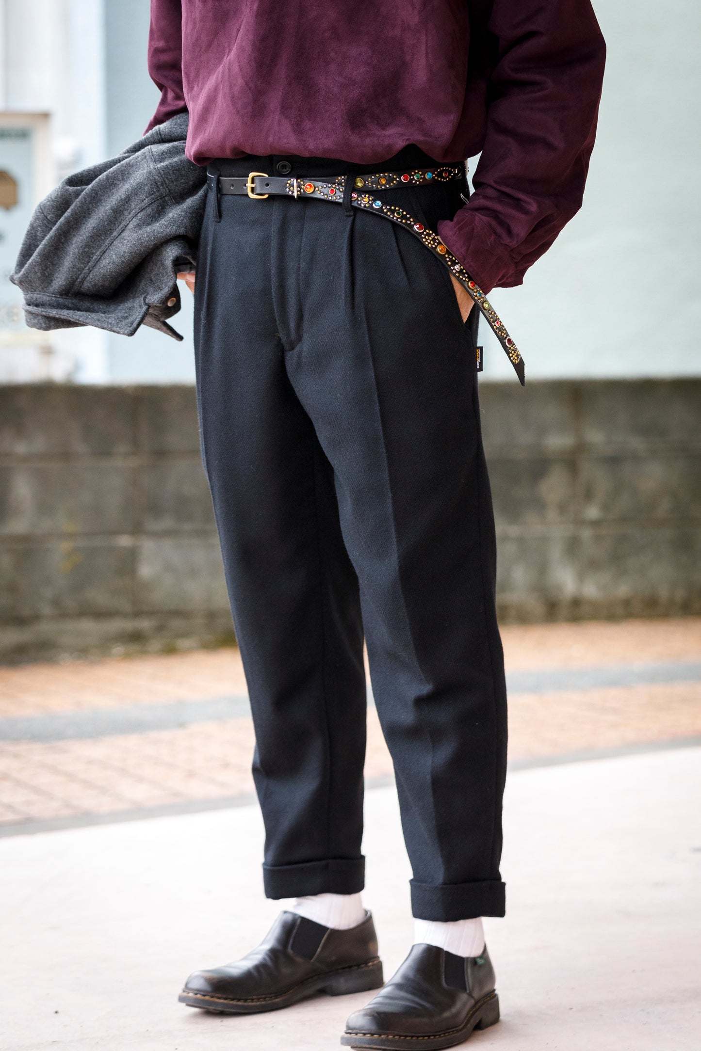 GOODKARMA DEVELOPMENT Narrow Studs Belt "ASHBURY"  ブラック サイズ2(32インチ)